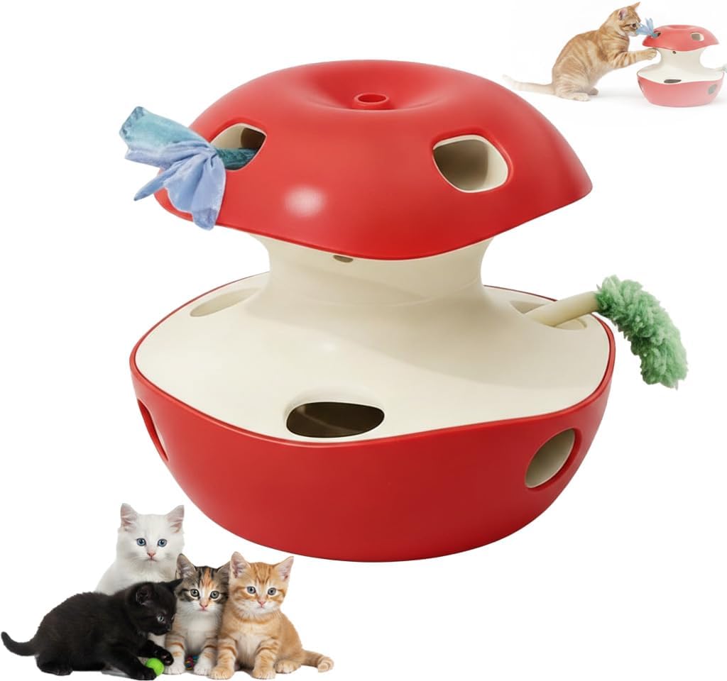 2-Mode Apple Cat Puzzle Toy Motion Sensor Feather Teaser