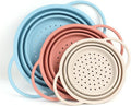 3 Pack Collapsible Silicone Colander with Stainless Steel Rim