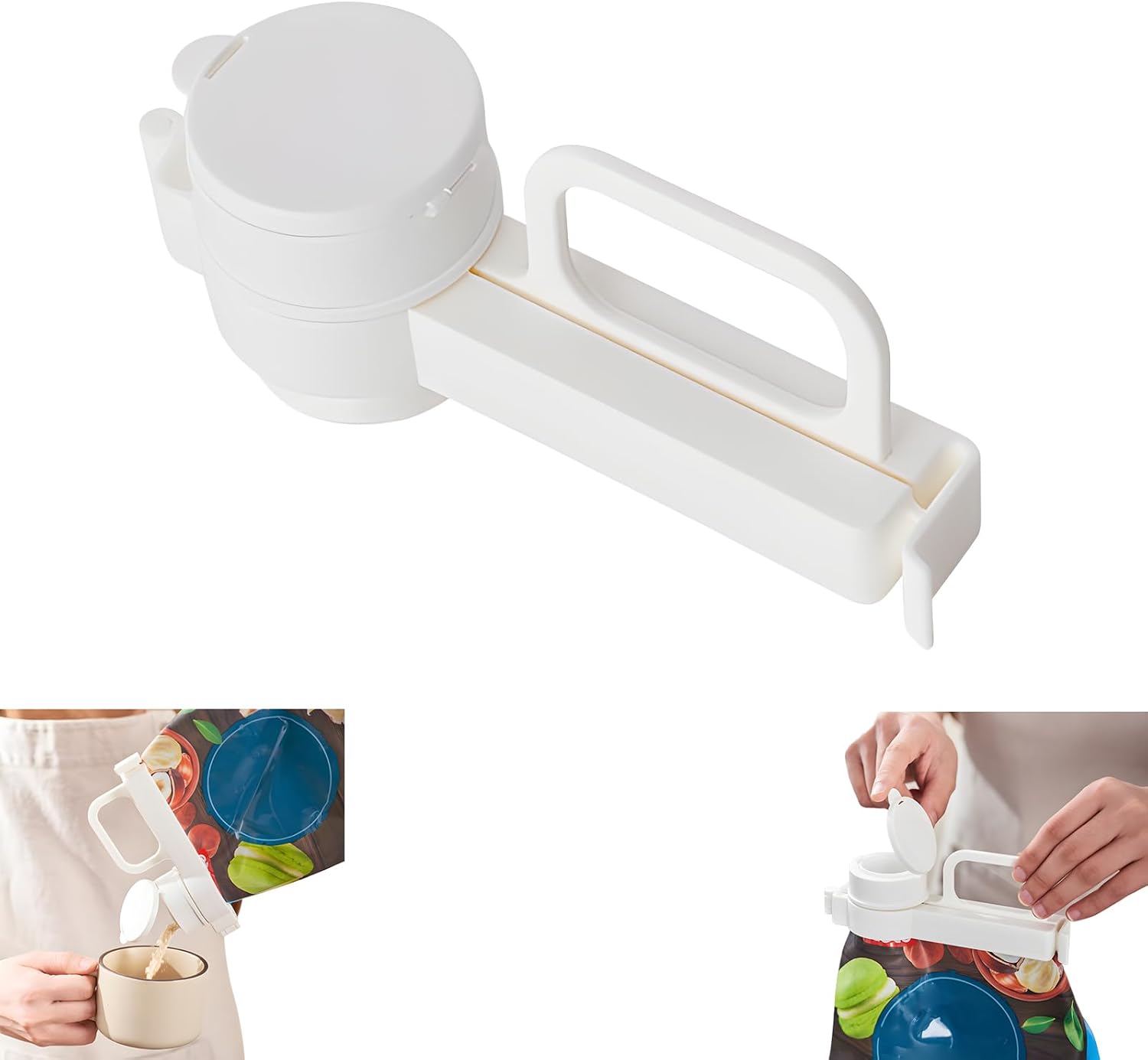 Food Bag Sealer Clip with Pour Spout, Reusable Kitchen Storage Clip
