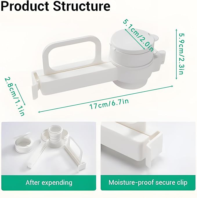Food Bag Sealer Clip with Pour Spout, Reusable Kitchen Storage Clip