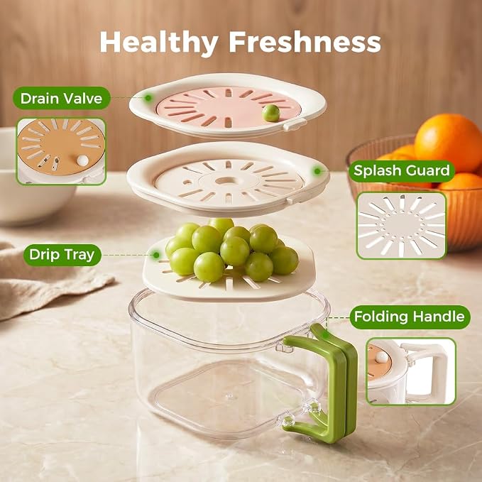 3 in 1 Fruit Washing Bowl with Switchable Lid, Colander Strainer Organizer
