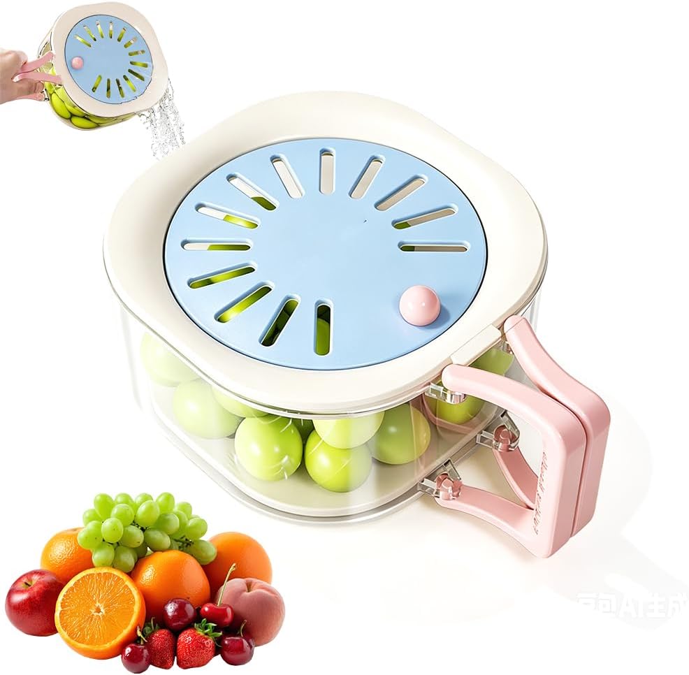 3 in 1 Fruit Washing Bowl with Switchable Lid, Colander Strainer Organizer
