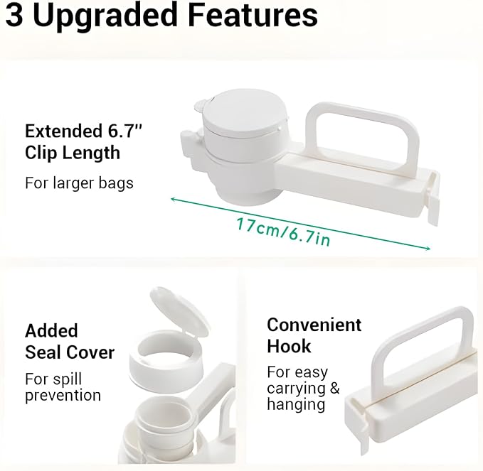 Food Bag Sealer Clip with Pour Spout, Reusable Kitchen Storage Clip