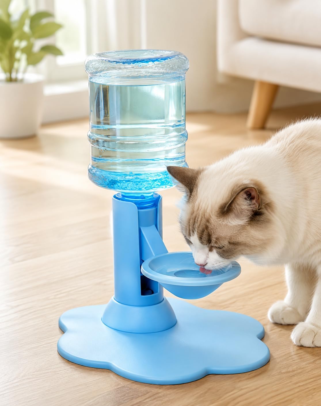 Spill-Proof Gravity Cat Water Fountain No Electricity