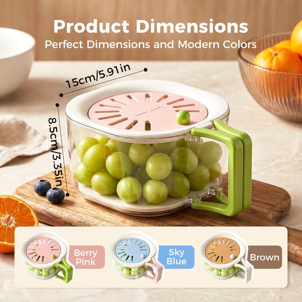 3 in 1 Fruit Washing Bowl with Switchable Lid, Colander Strainer Organizer