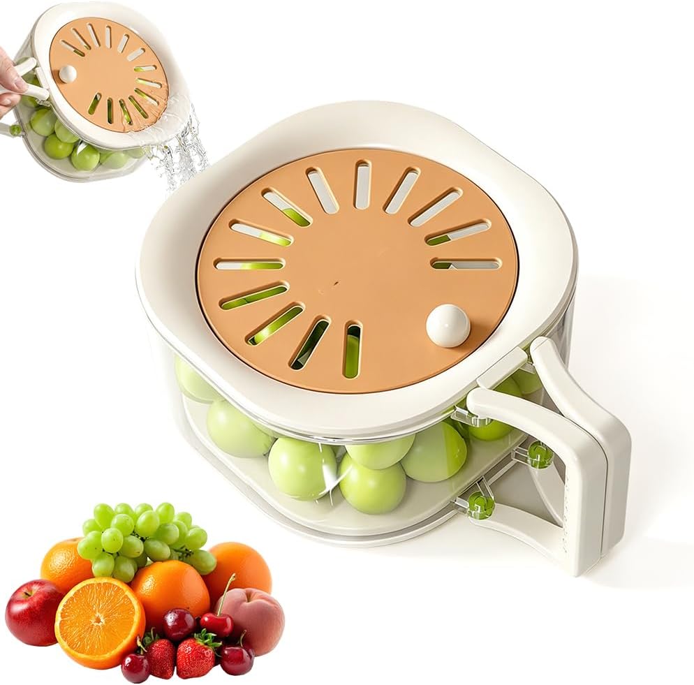 3 in 1 Fruit Washing Bowl with Switchable Lid, Colander Strainer Organizer