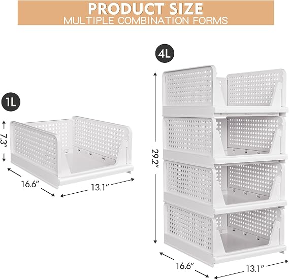 Stackable Closet Storage Basket - Stackable Storage Bins