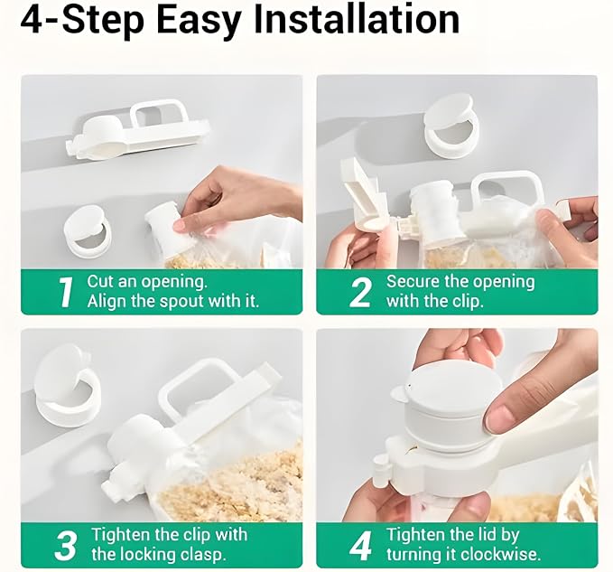 Food Bag Sealer Clip with Pour Spout, Reusable Kitchen Storage Clip