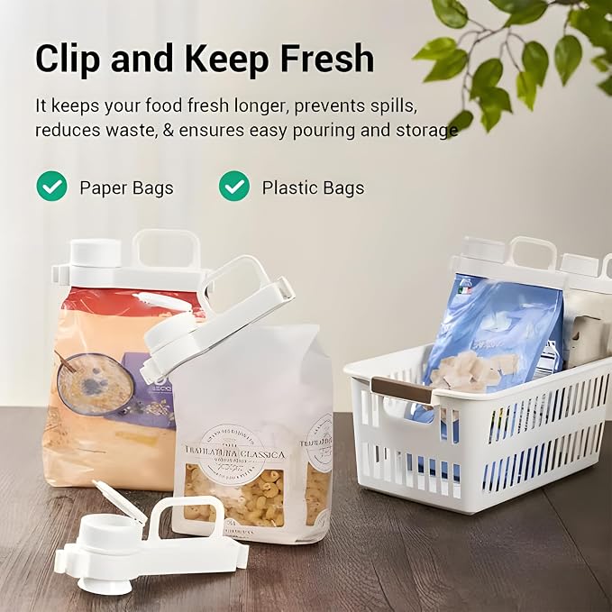 Food Bag Sealer Clip with Pour Spout, Reusable Kitchen Storage Clip