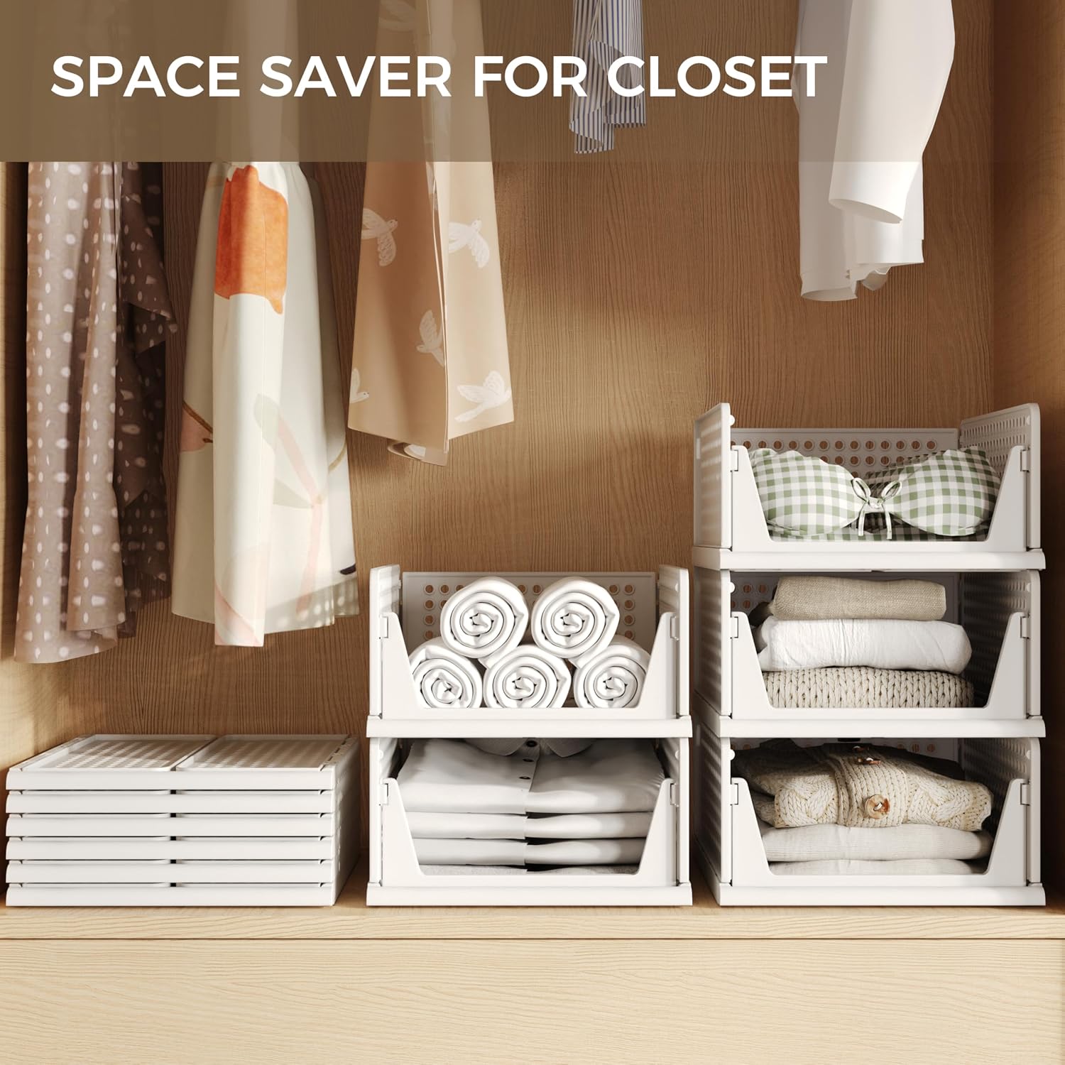 Stackable Closet Storage Basket - Stackable Storage Bins