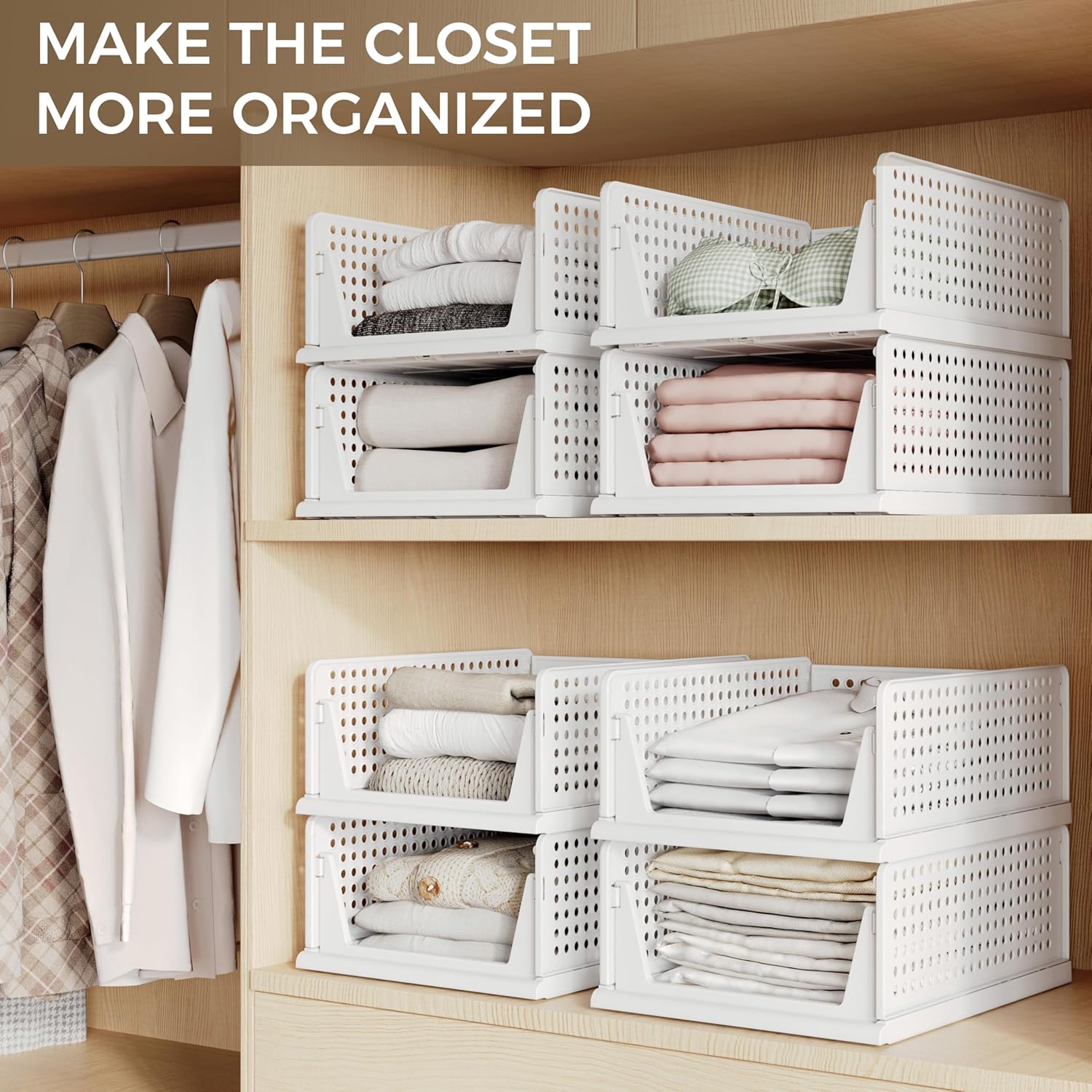 Stackable Closet Storage Basket - Stackable Storage Bins