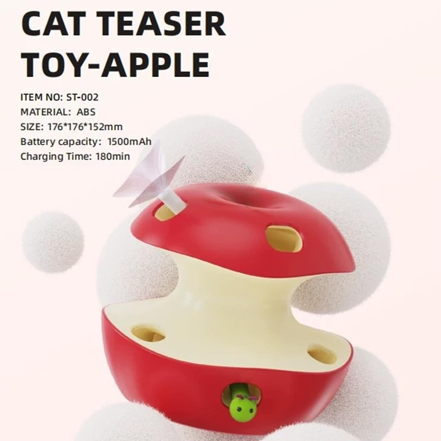 2-Mode Apple Cat Puzzle Toy Motion Sensor Feather Teaser