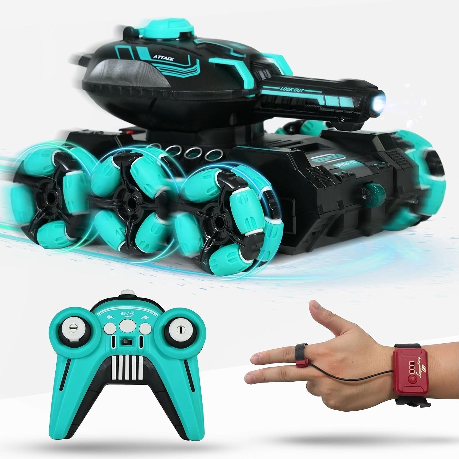 2.4G Gesture RC Tank, Water Bullet Shooting Stunt Car with Lights Music